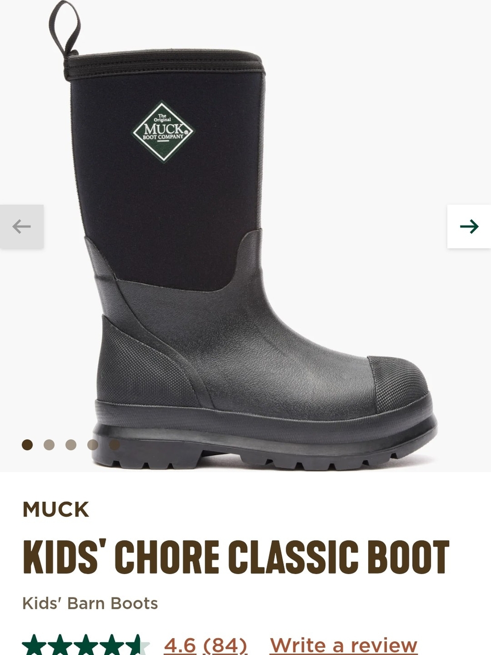 Muck Kids' Barn Boot - Black